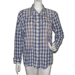 ROCK 47 Western Shirt, L, Distressed Fading, Embellished, Snap front,